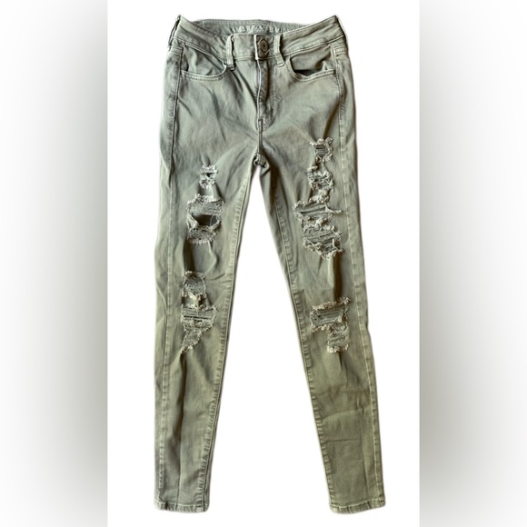 American Eagle Women’s Army Green Hi-Rise Jeggings Size:2 Regular - Picture 1 of 5